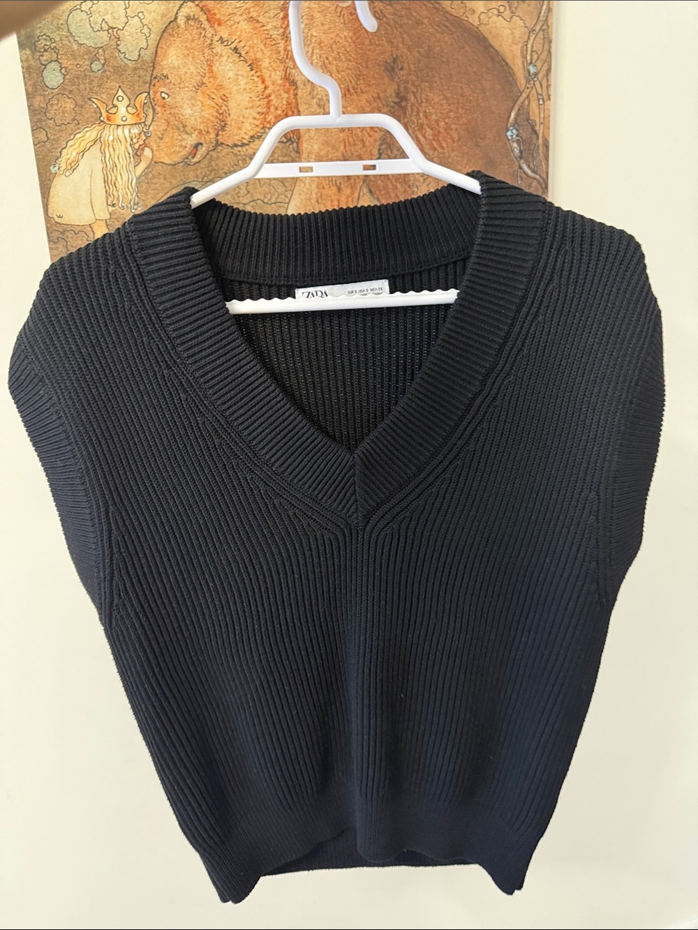 Zara Black Ribbed V-Neck Sweater Vest - Picture 1 of 6